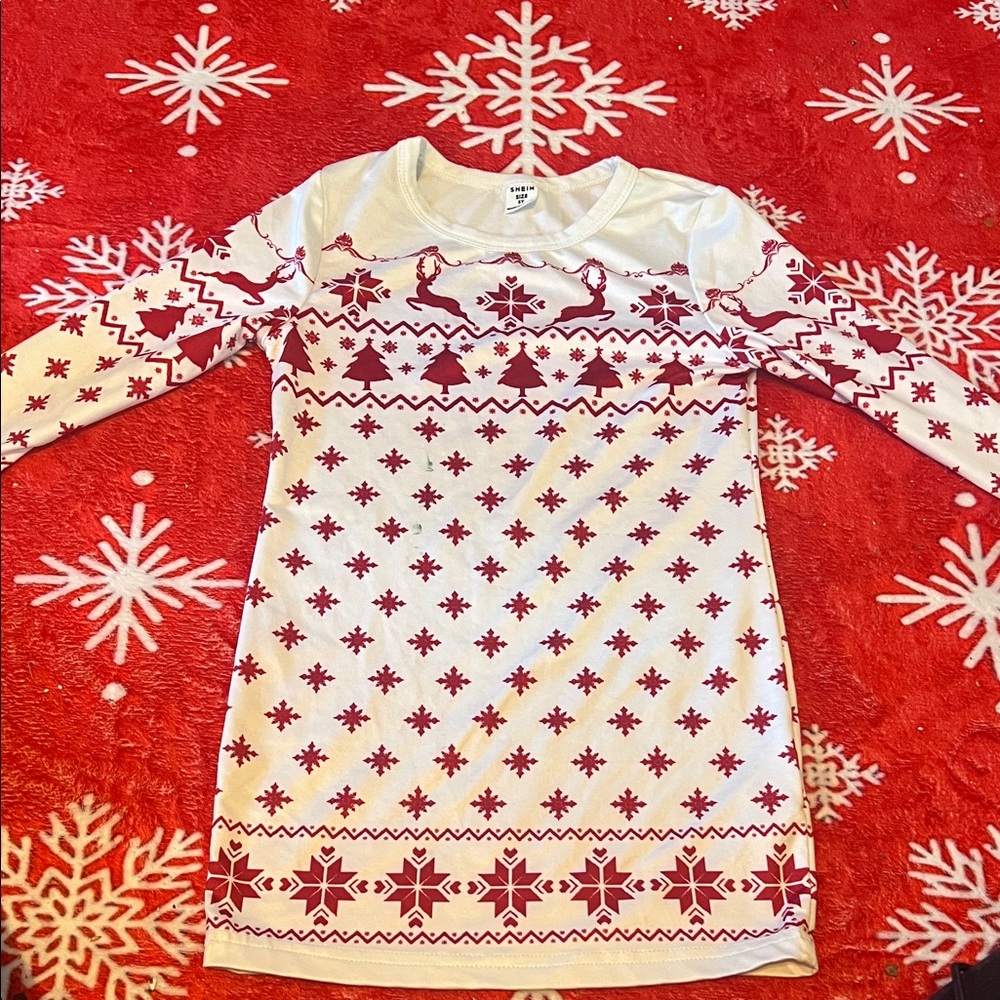 SHEIN Festive Red and White Kids Dress